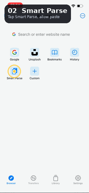 Sloop Smart Parse with paste permission flow